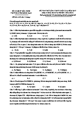 Đề thi thử Trung học phổ thông Quốc gia lần 1 môn Hóa học năm 2017 - Trường THPT Nguyễn Đăng Đạo (Có đáp án)